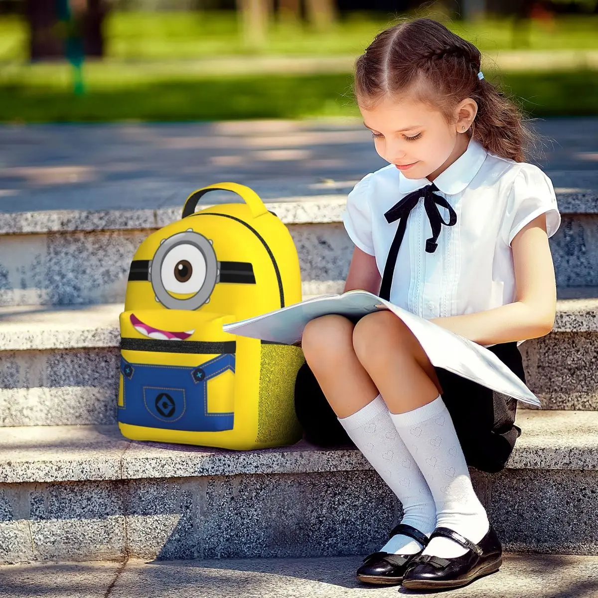 M-Minions para niñas y niños Mochila para estudiantes de gran capacidad Mochila ligera impermeable de 16,5 pulgadas