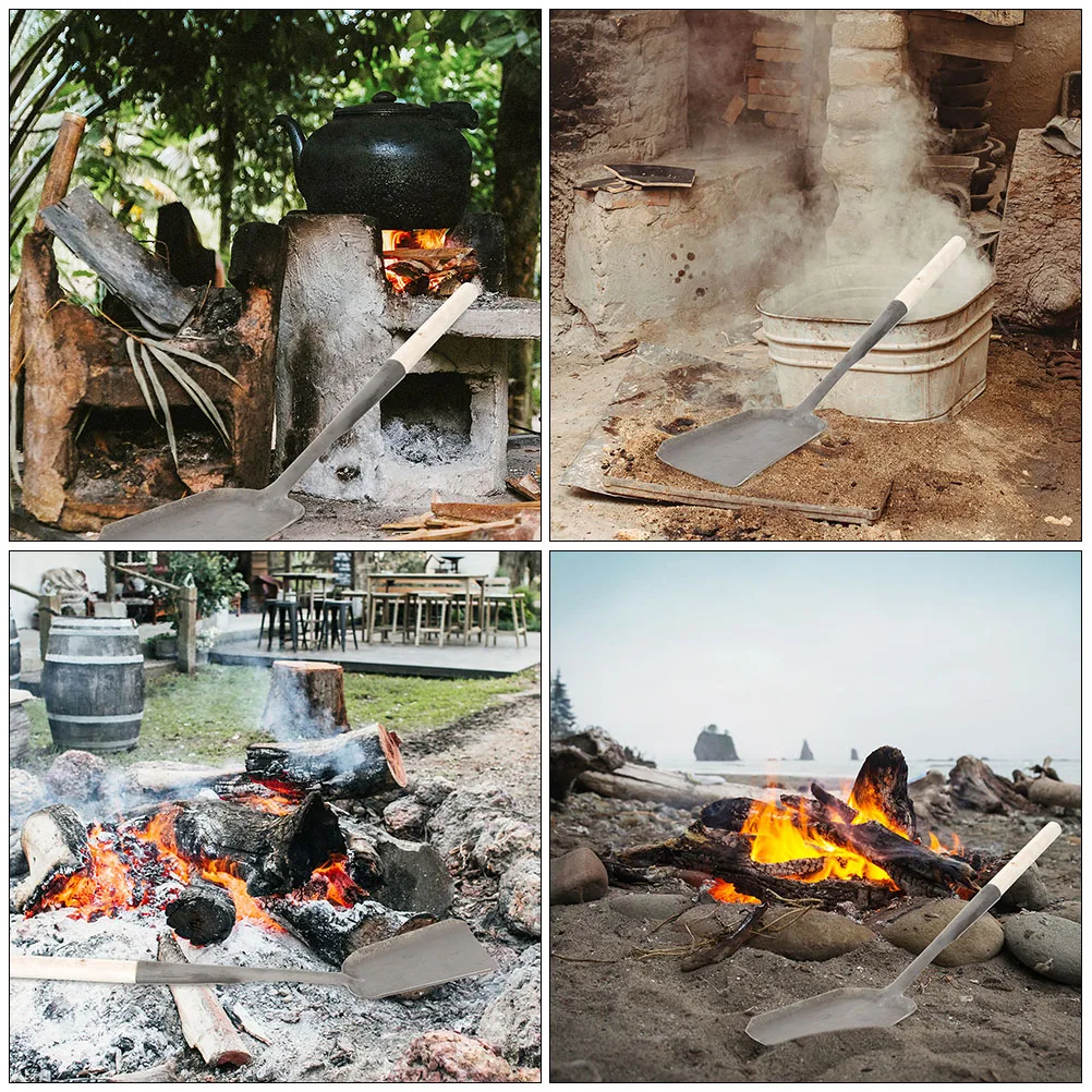 

Long Handle Stove Shovel for Coal Ash Cleaning Wooden Handle Multifunctional Fireplace Shovel Garden Tool