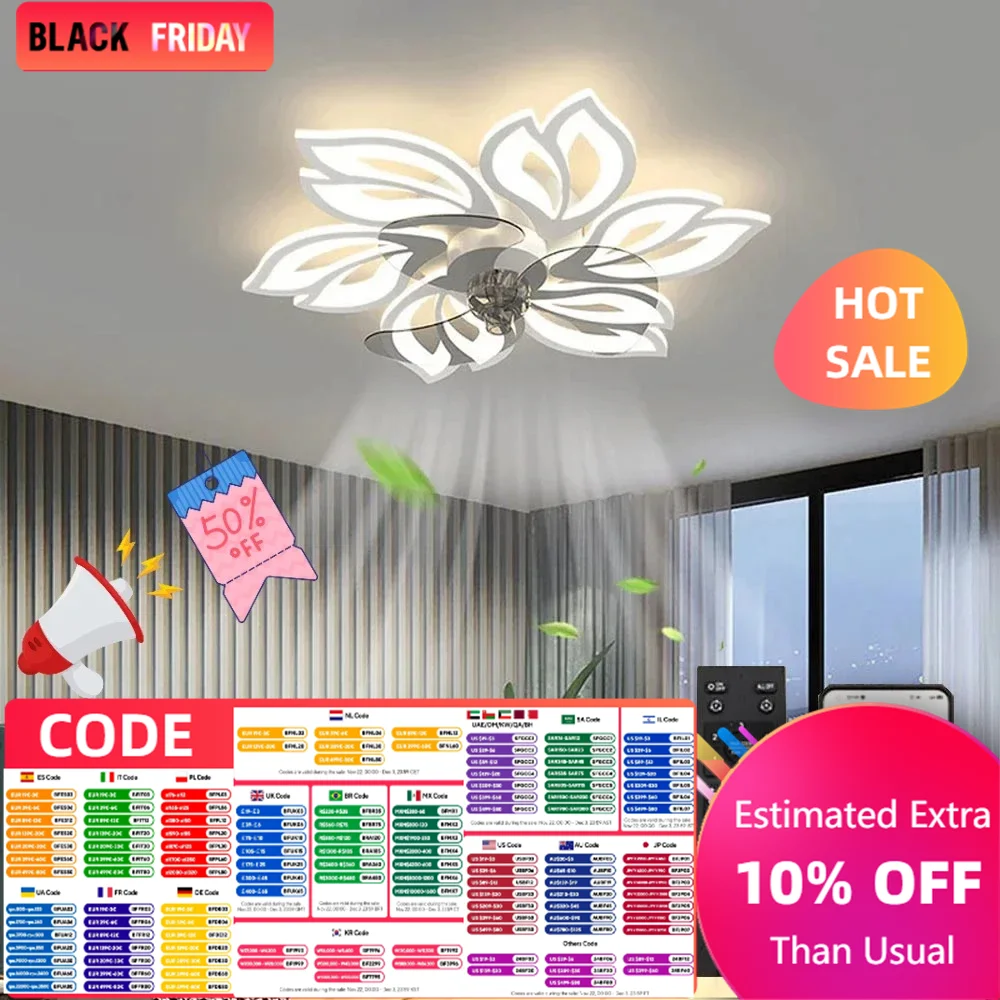 LED Modest Ceiling Pendant Lamps with APP RC for Living Dining Table Room Bedrooms Home Decoration Hanging Fan Lights Fixtures