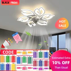 LED Modest Ceiling Pendant Lamps with APP RC for Living Dining Table Room Bedrooms Home Decoration Hanging Fan Lights Fixtures