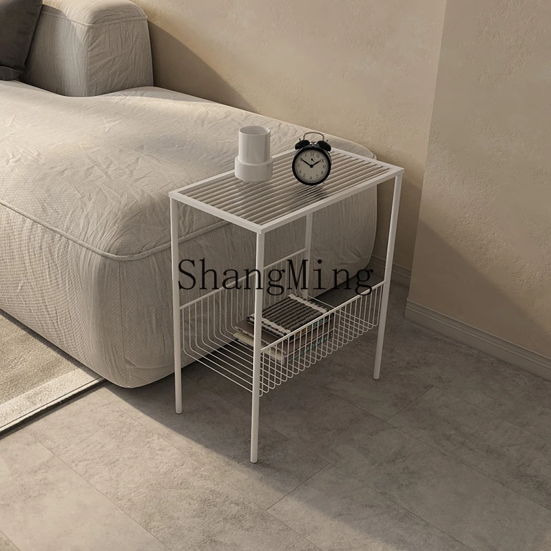

LXY simple living room glass small table Internet celebrity metal bedside rack