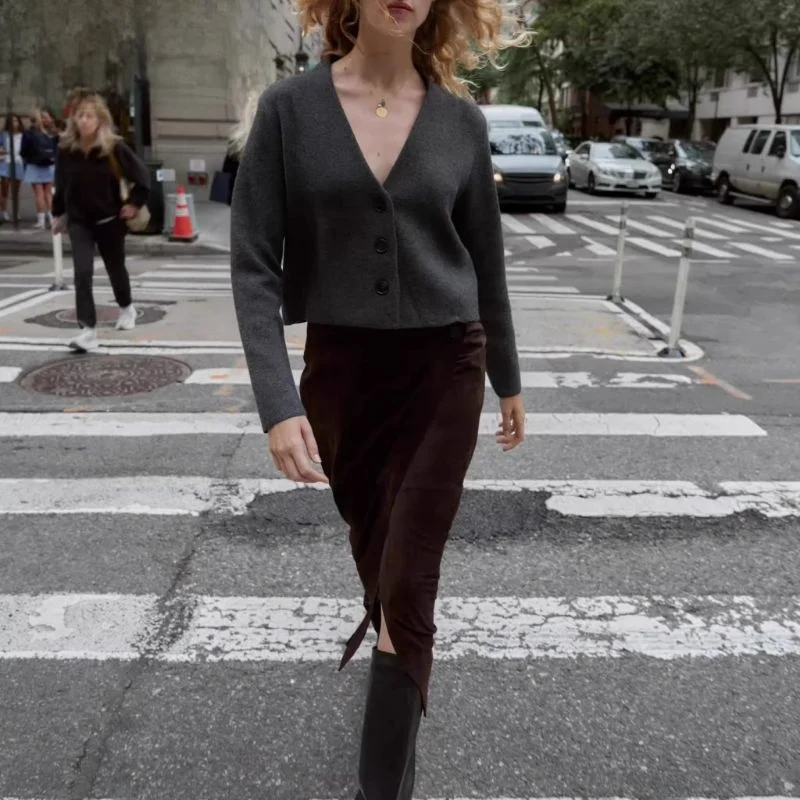 

Новое осеннее поступление, женское свободное длинное пальто све V-Ne, повседневное вязаное открытое пальто-кардиган, мягкое пальто с растительным красителем, переработанное волокно