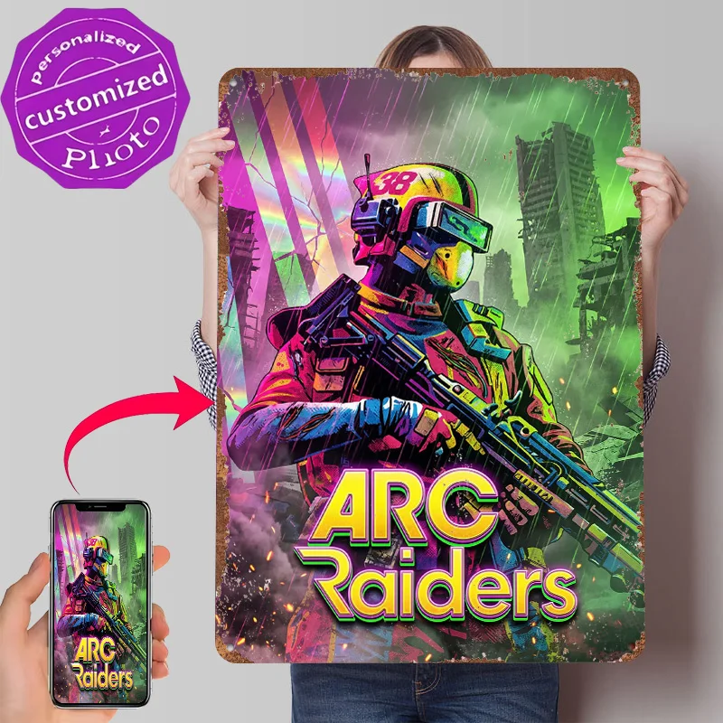 ARC Raiders Game Art Metal Poster Customized Wall Art Retro Vintage Metal Signs for Man Cave Gaming Room Decoration Cozy House