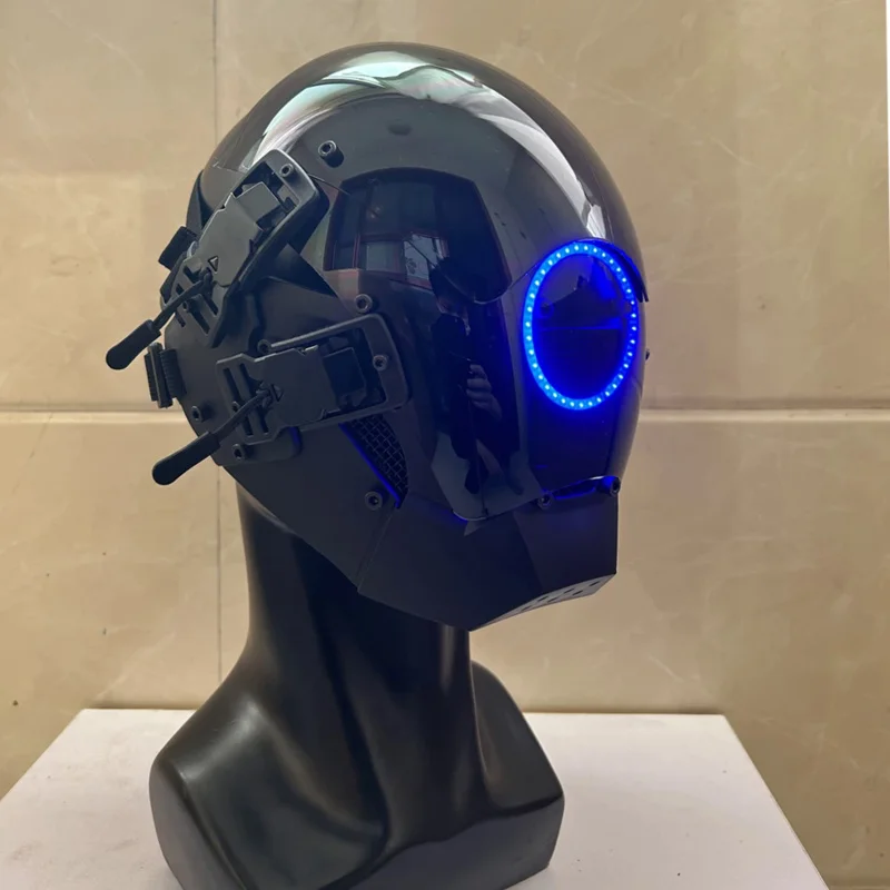 CyberPunk Mask 7 Kinds Of Color Selectable Led Samurai Circular  LED Cosplay SCI-FI Helmet Party Toys For Men and Women