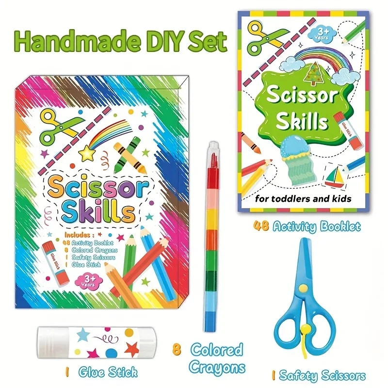 Kinder-Spaß Papier-Bastelset DIY Scrapbooking Malbuch mit Aufklebern Frühes Lernspielzeug