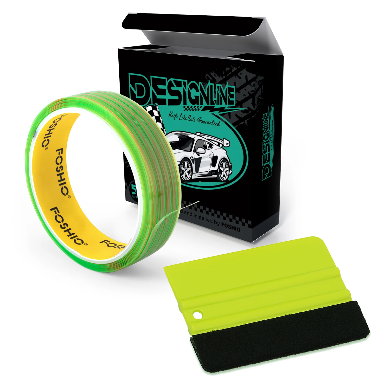 FOSHIO 50M/Roll Knifeless Cutting Tape & Wrapping Squeegee Window Tint Tools Set Carbon Fiber Film Vinyl Car Styling Design Line
