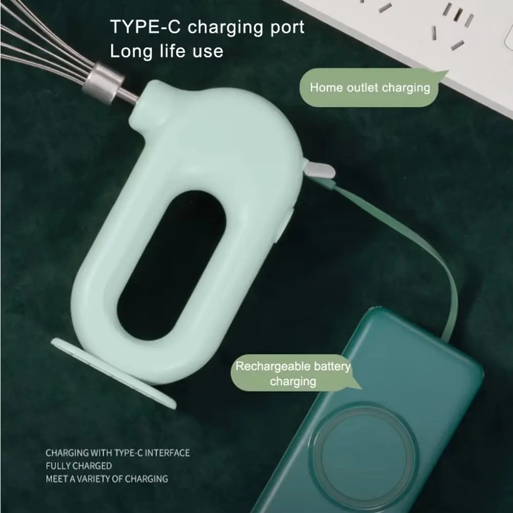 Portable Electric Eggbeater Adjustable Gears Quick Charging Electric Hand Mixer Handheld 4 Speed Adjustment Mini Egg Beater