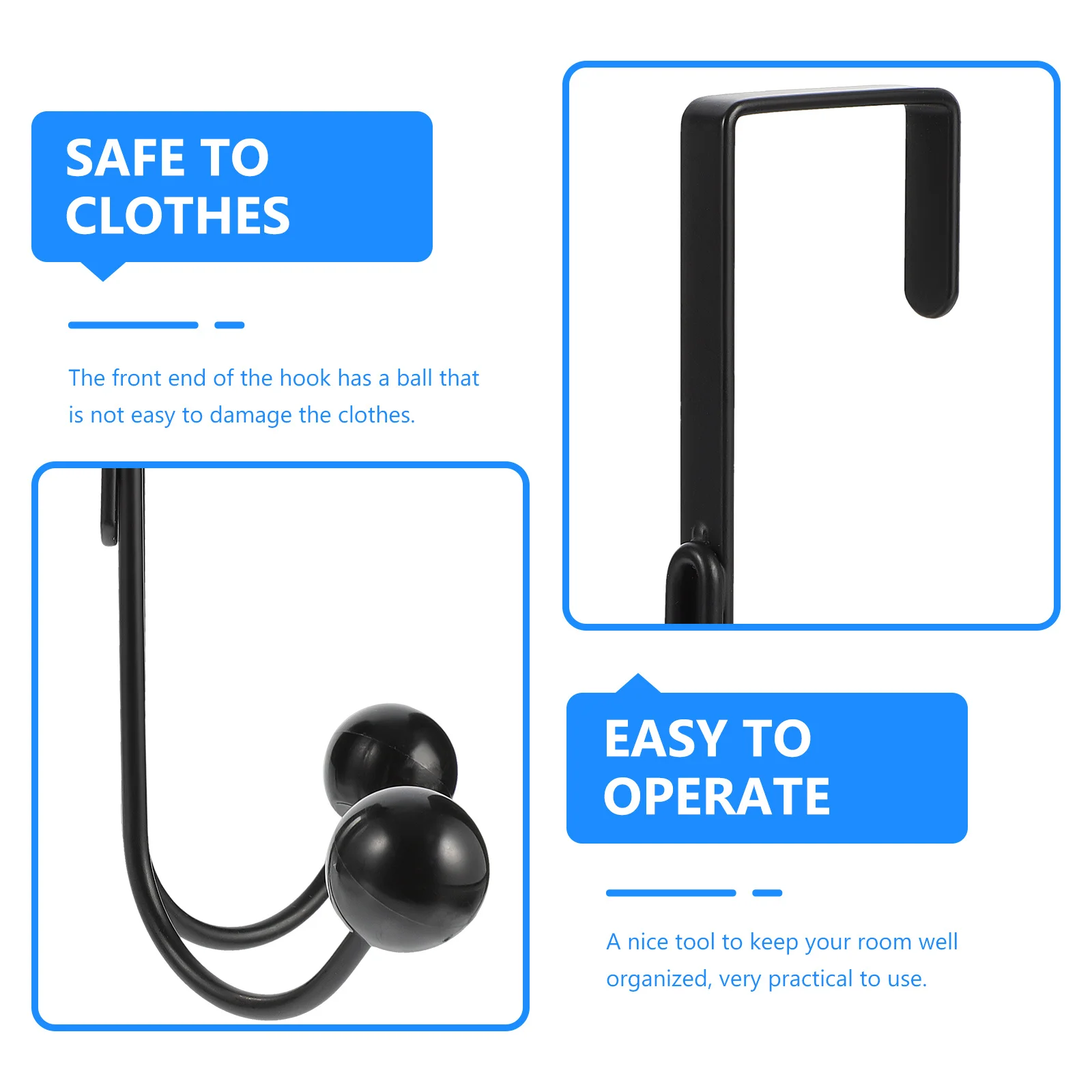 

2Pcs Punch Free Door Hook Strong Load Bearing Back of Door Hanger for Coats Hats Bags Space Saving Home Organization Solution