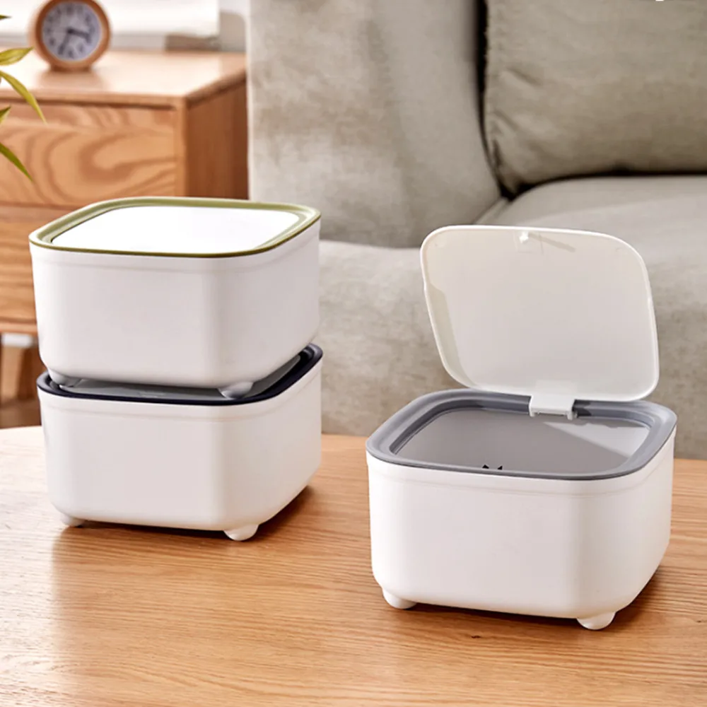 Desktop Garbage Basket Home Table Plastic Trash Can Office Supplies Dustbins Sundries Barrel Box