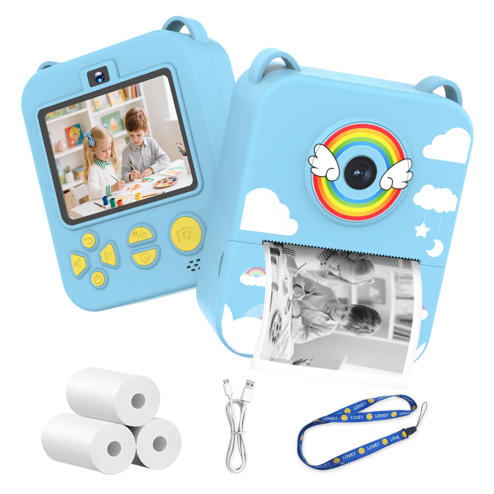 Kids Camera Digital Children Camera Instant Print Photo Video Recorder Toddler Mini Thermal Printer Birthday Gifts Cute Unicorn