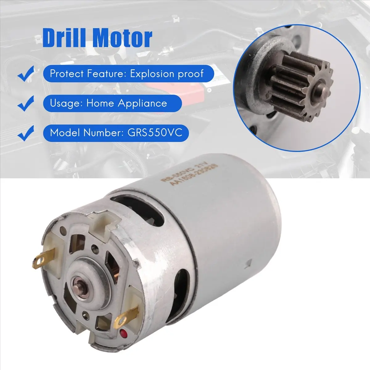 (ABAB) GRS550VC 14 Teeth DC Motor 21500-29000RPM Lithium Drill Motor DC 21V for Rechargeable Electric Saw Screwdriver