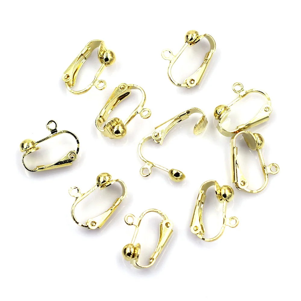 100Pcs Earring Clips Fashion Jewelry Making Findings Gold Plated Copper 17x14mm