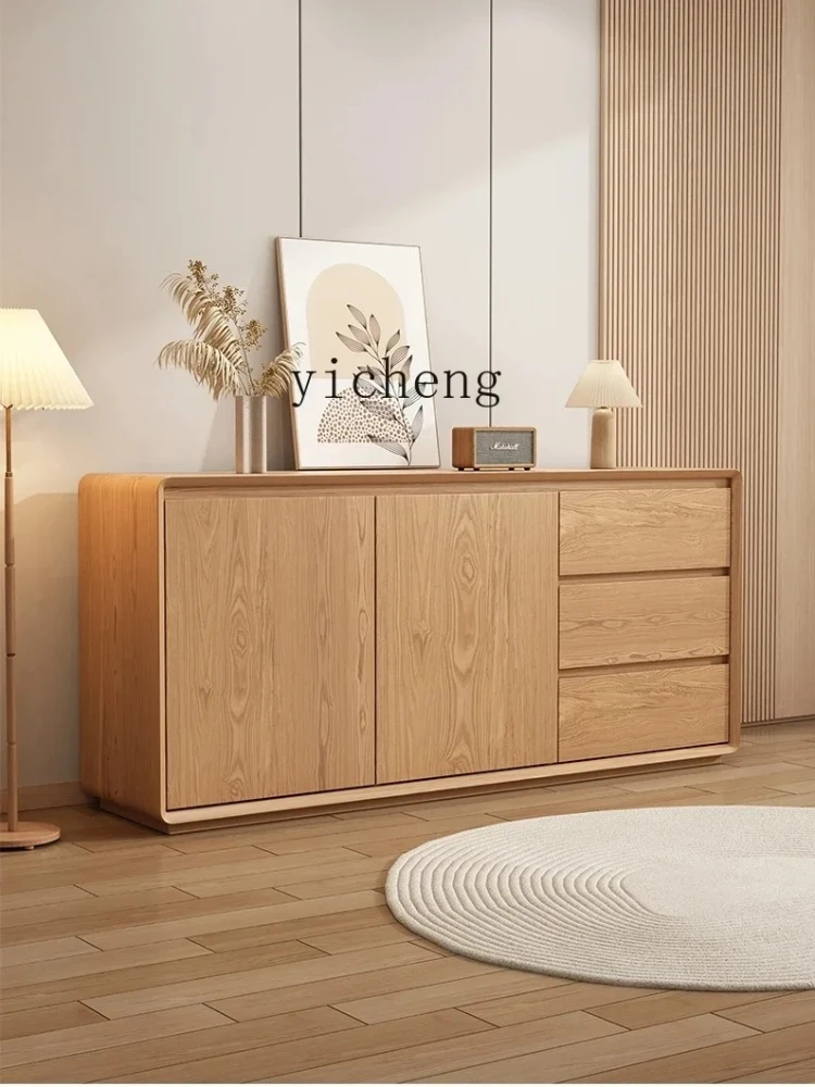 

Modern Minimalist Multi-Functional Solid Wood Sideboard Simple Living Room Storage Cabinet Wall Integrated Entrance Cabinet