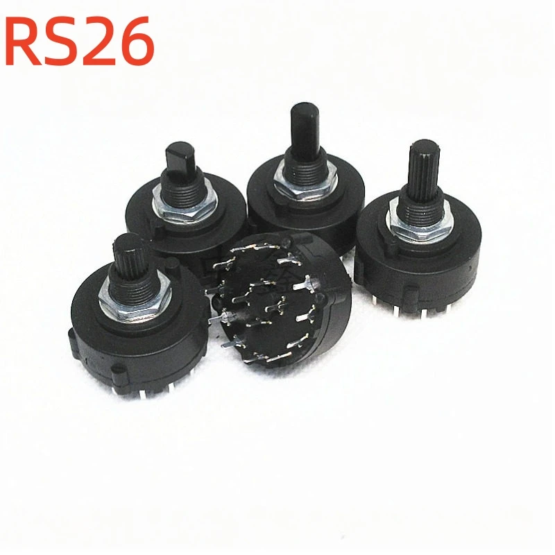 2PCS SR26 1 2 3 4 Pole 3 4 6 12 Position Selectable Band Rotary Channel Selector Switch Handle length 15/20MM