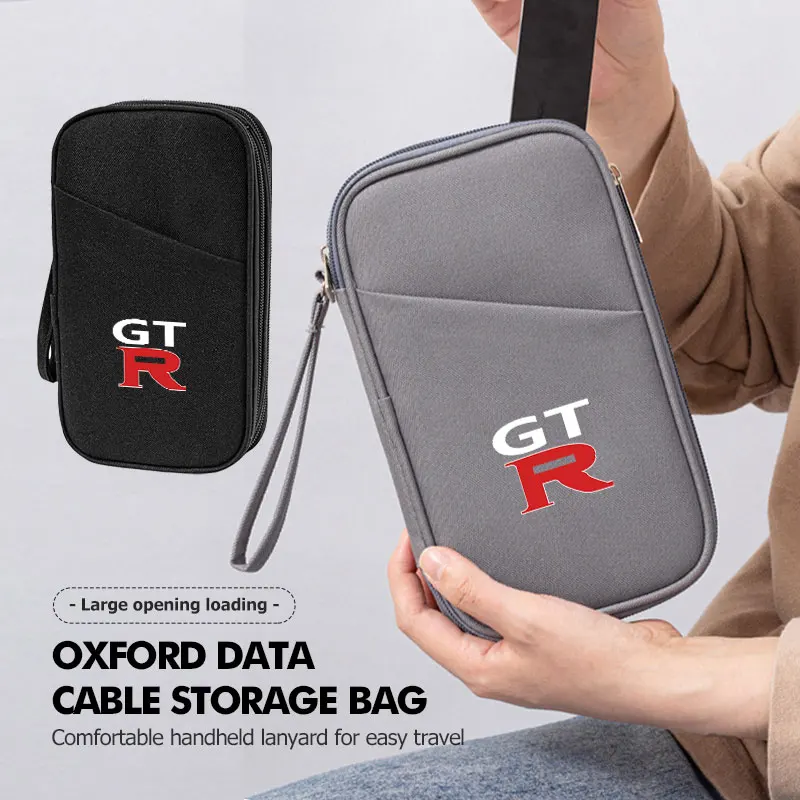 Travel Data Cable Organizer Pouch Carry Case Portable Storage Bag For Nissan GTR NISMO JDM R32 R33 R34 Teana Skyline Kawasaki