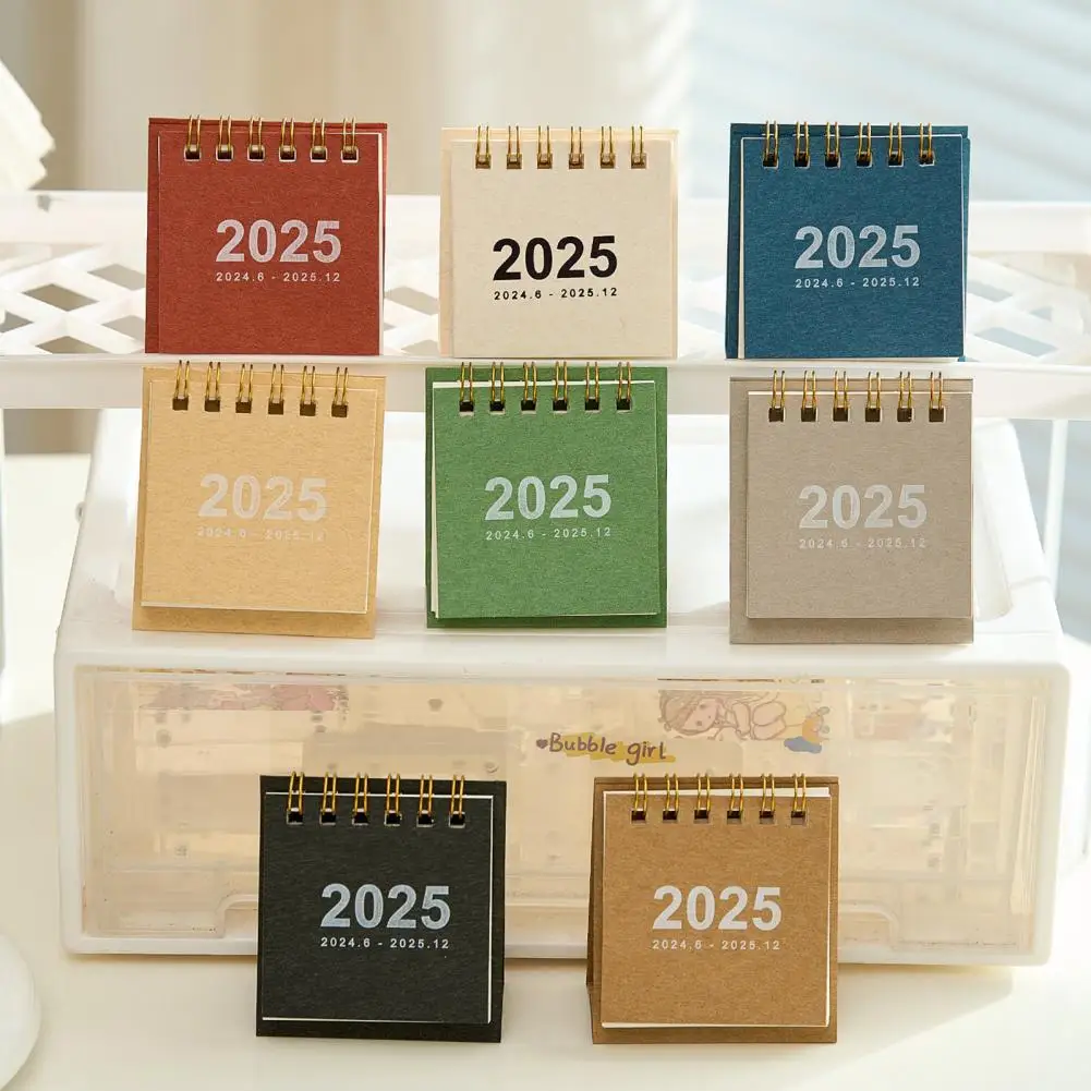 Mini calendário de mesa 2025 2024-2025 mini conjunto de calendário de mesa para escritório casa planejamento espiral calendário de bolso portátil para a escola