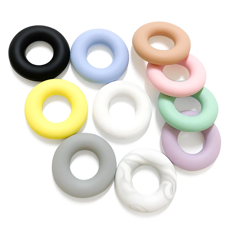 10pcs Silicone Doughnut Food Grade Teether DIY Nursing Jewelry Sensory Chewing Toy Accessories - Image 5