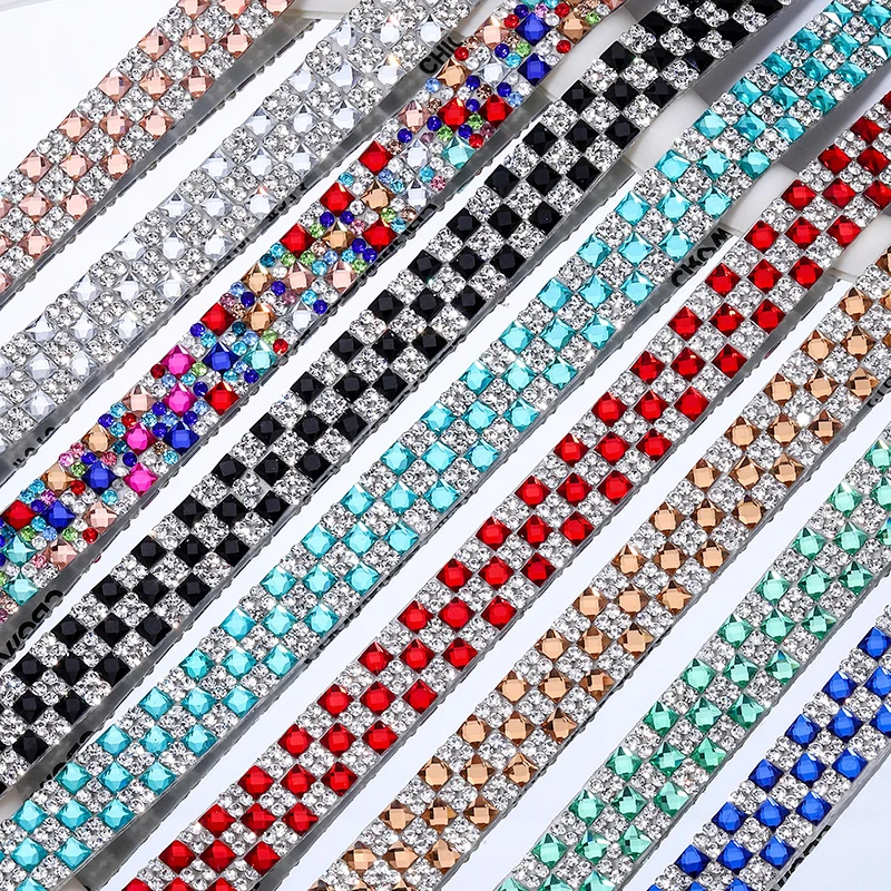 QIAO Premium mehrfarbiger Strassbesatz, funkelnde Schachbrett-Kristallverzierungen für DIY-Mode, Accessoires und Kunsthandwerk – Detail 3