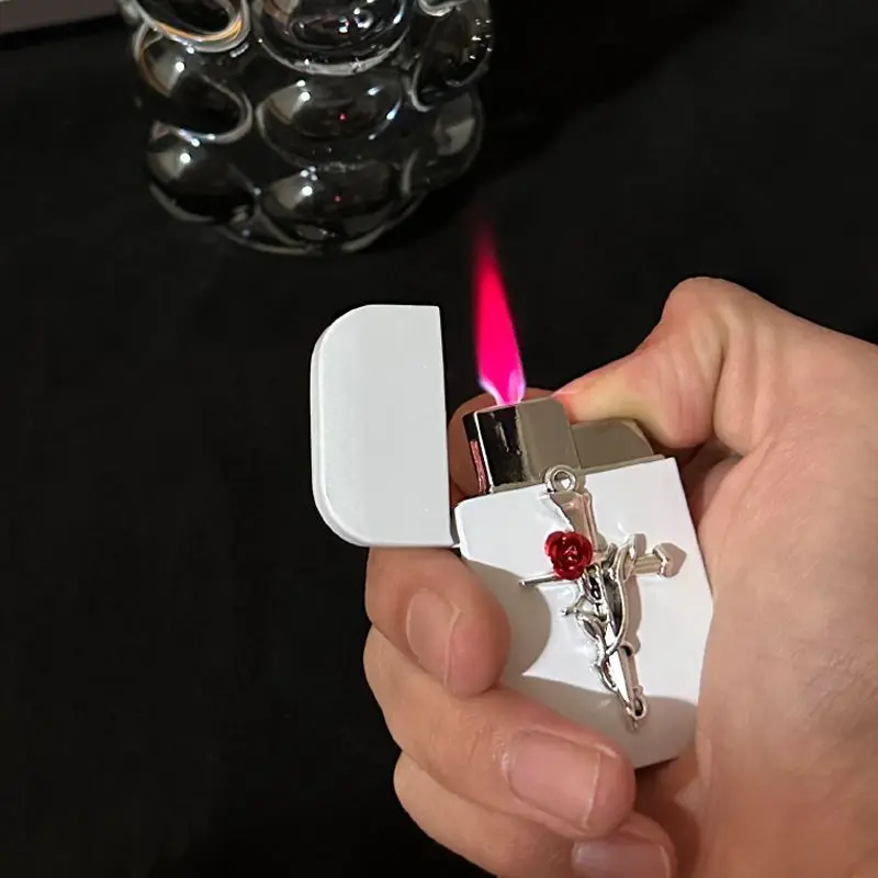 

NEW Creative Rose Lighter Windproof Red Fire Portable Gas Lighter Metal Lighter Butane Torch Smoking Accessories Gifts