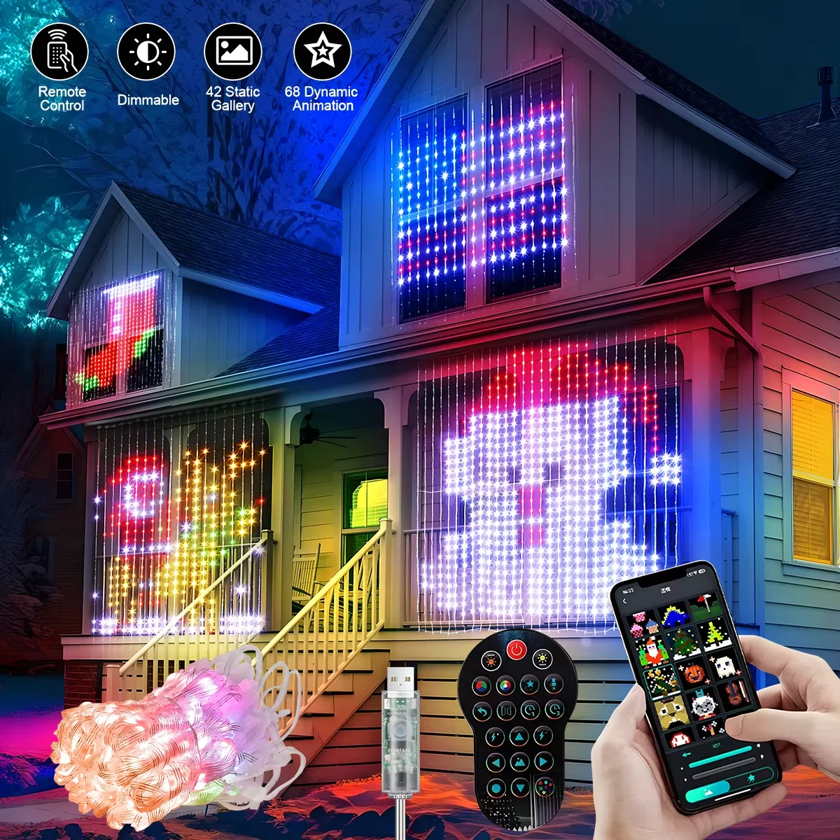 الذكية LED ستارة ضوء APP التحكم RGB عكس الضوء DIY نمط الموسيقى المحيطة الإضاءة للمنزل عطلة حفلة عيد الميلاد الديكور