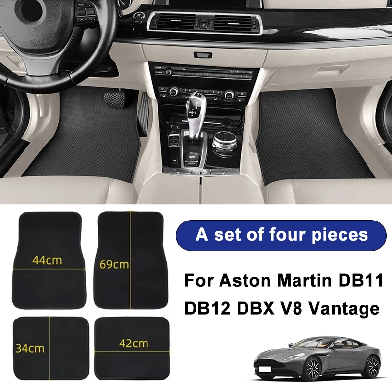 For Aston Martin DB11 DB12 DBX V8 Vantage Car Floor Mats Black Non-Slip 4Pcs Front & Rear Foot Mats Carpets Rugs Auto Interior
