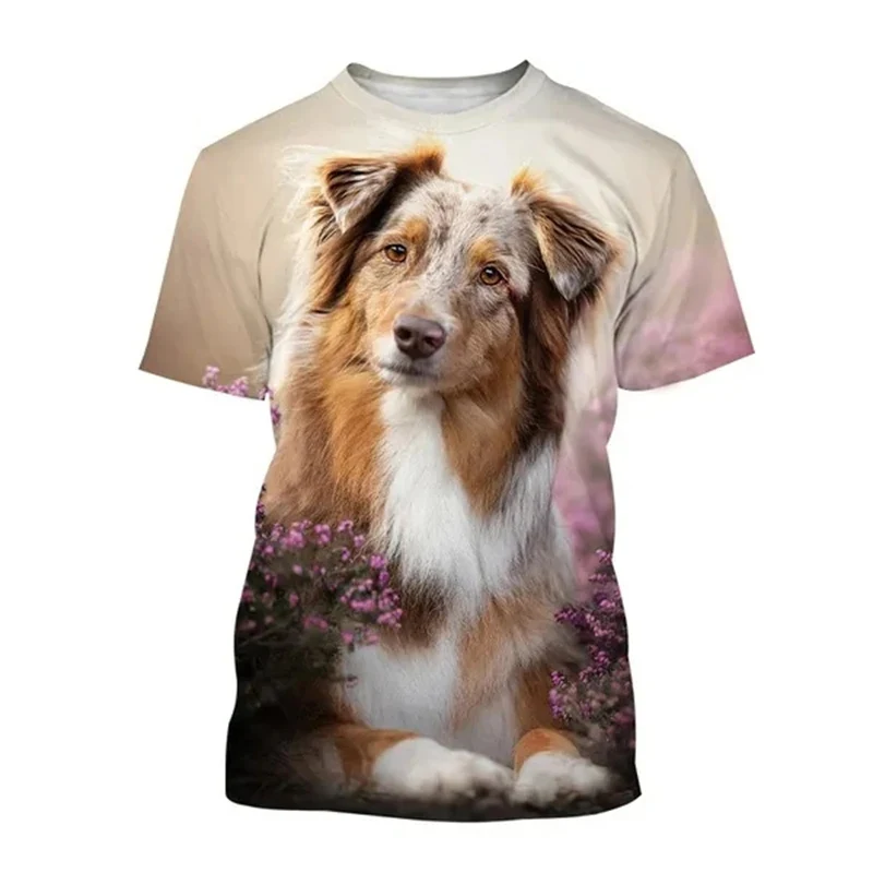 Australian Shepherd Dog 3D Print T-Shirts Streetwear Men Women Fashion Oversized Short Sleeve T Shirt Kids Tees Tops Clothing