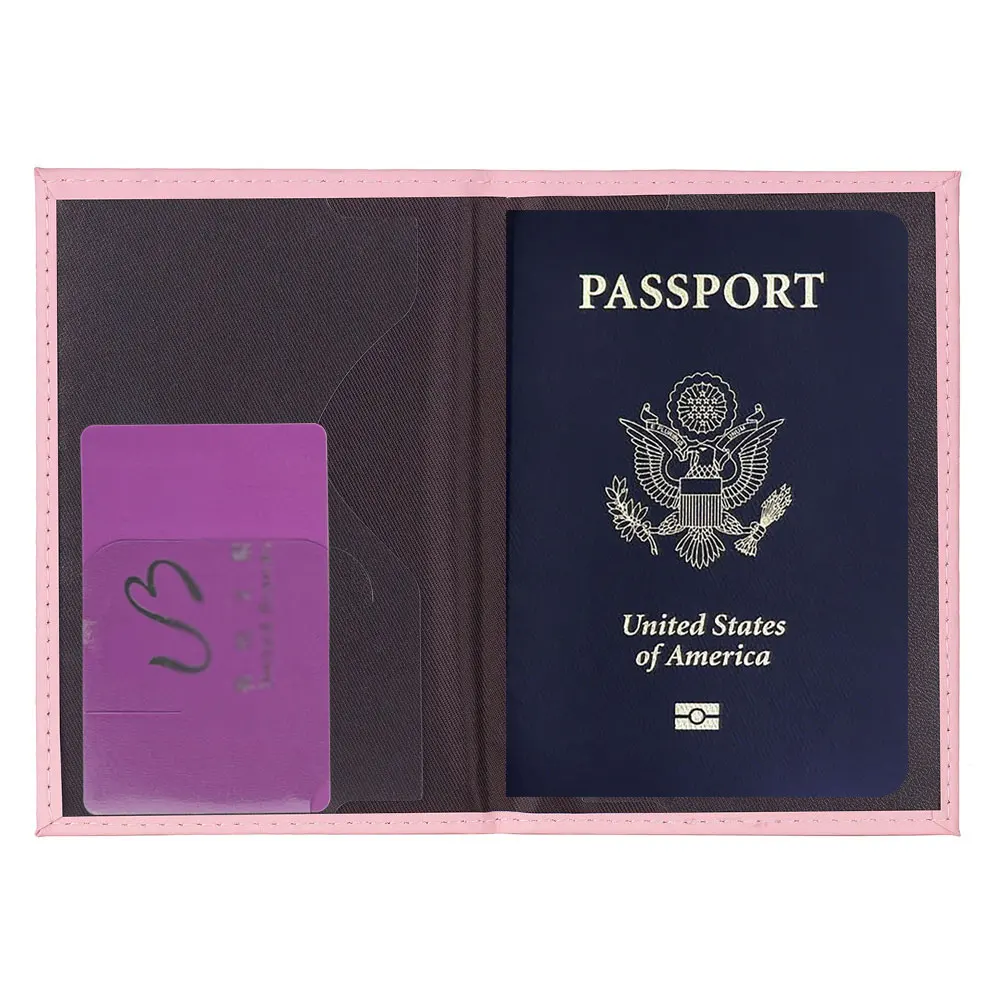 Funda de pasaporte de viaje personalizada para mujer, billetera de cuero PU, funda de pasaporte, identificación, tarjeta de crédito, accesorios de