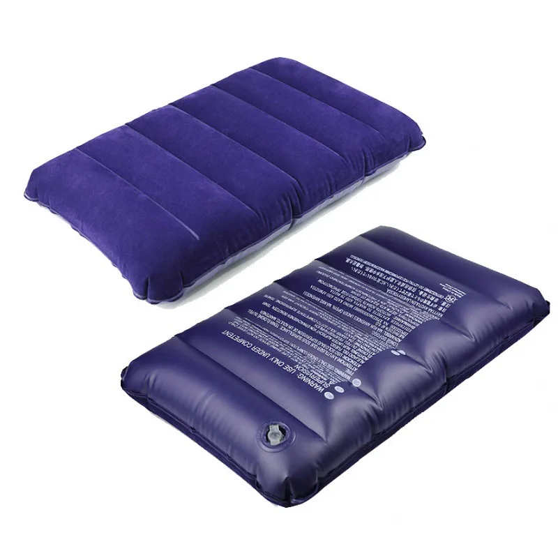 Air Inflatable Pillow Outdoor Travel Portable Folding Double Sides Flocking Cushion for Travel Plane Hotel Home Pillow