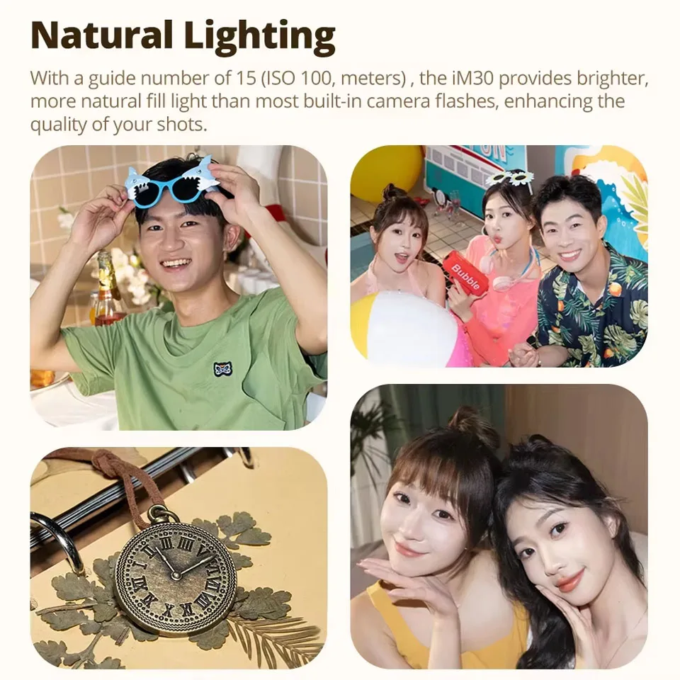 Godox iM30 GN15 6500K Shoe-Mounted Flash 7 Output Levels Manual Mini Flash for Various Camera Models