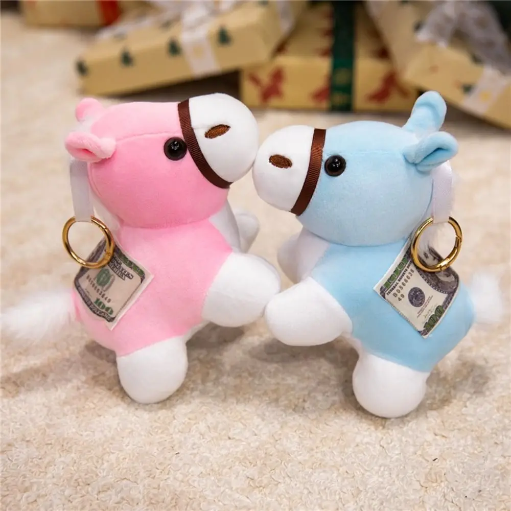 

Cartoon Plush Horse Keychain Copy Money Charms Stuffed Animal Keyring Ornaments New Year Horse Mascot Dolls Key Decoration