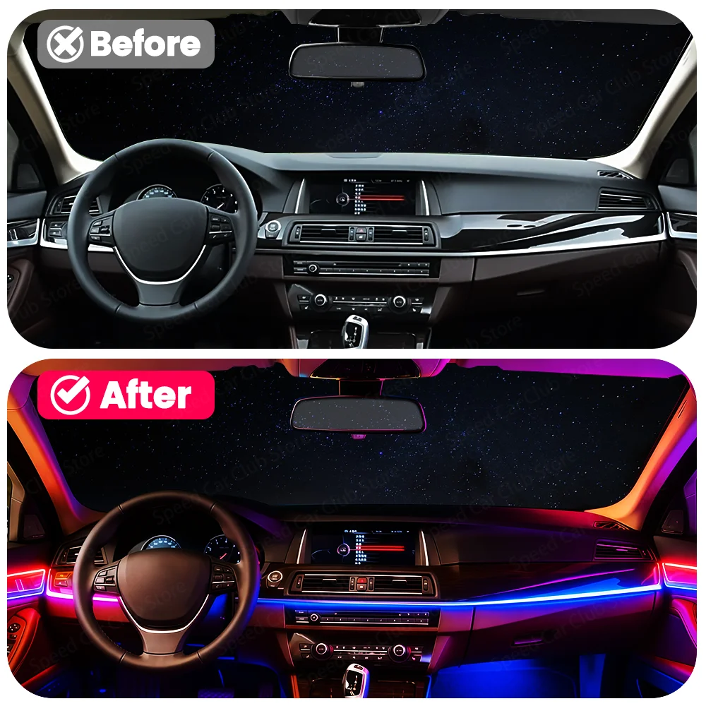 256 Color RGB Ambient Light for BMW 5 Series F10 F11 F18 2011-2017 Interior Lighting Kit with Remote Control