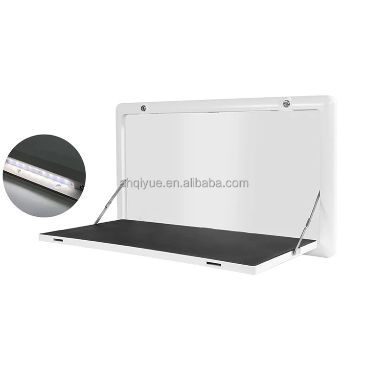 

RV Caravan Picnic FoldingTable With LED Lights White 800x450mm Trailer Motorhome Camping Table