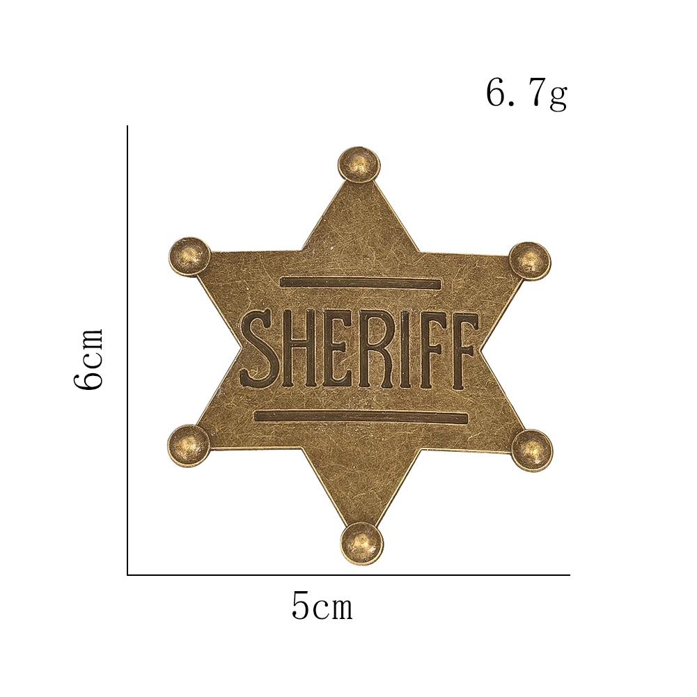 2 قطعة شارات دبابيس شريف المعادن السداسية شريف بروش قبعات رعاة البقر الغربية حفلة تأثيري الدعامة الديكور الإكسسوارات طفل هدية