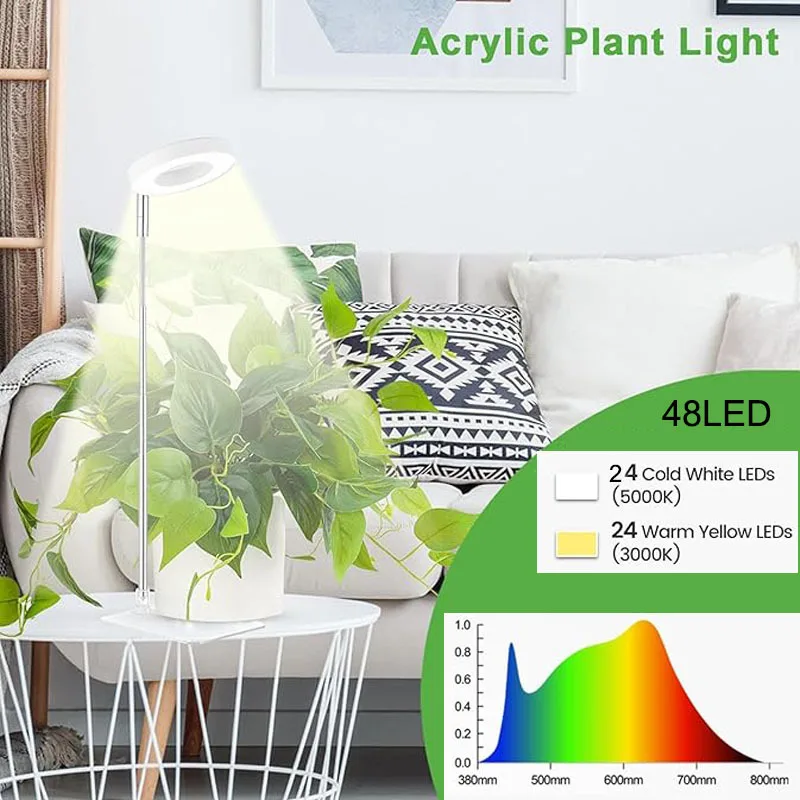 SOMYMORE Lampada per coltivazione di piante a LED a spettro completo Anello angelico Luci per coltivazione di fiori e piante da interno Tempo e luce regolabili