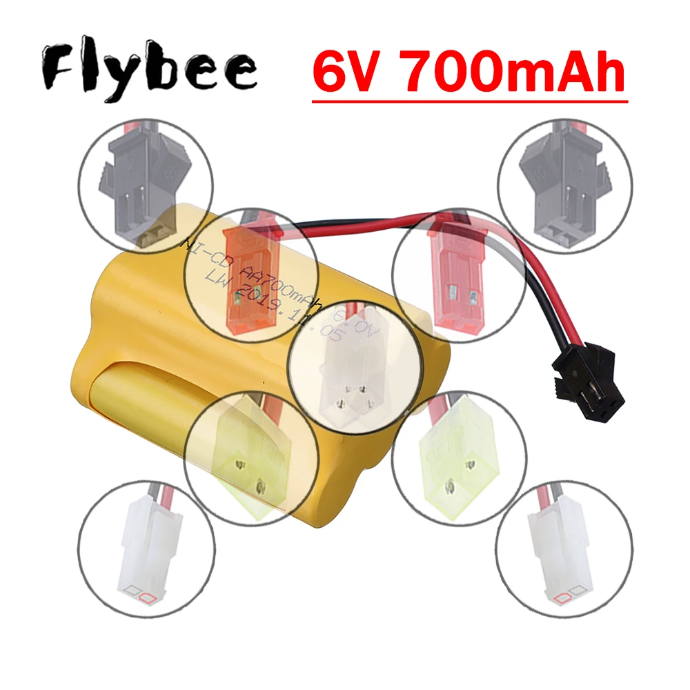 Ni-CD 5*AA 6V 700mAh Battery With SM/JST/Tamiya Plug For RC Cars Robots Tanks Trucks Boats, NiCD 6.0V Rechargeable Battery Pack