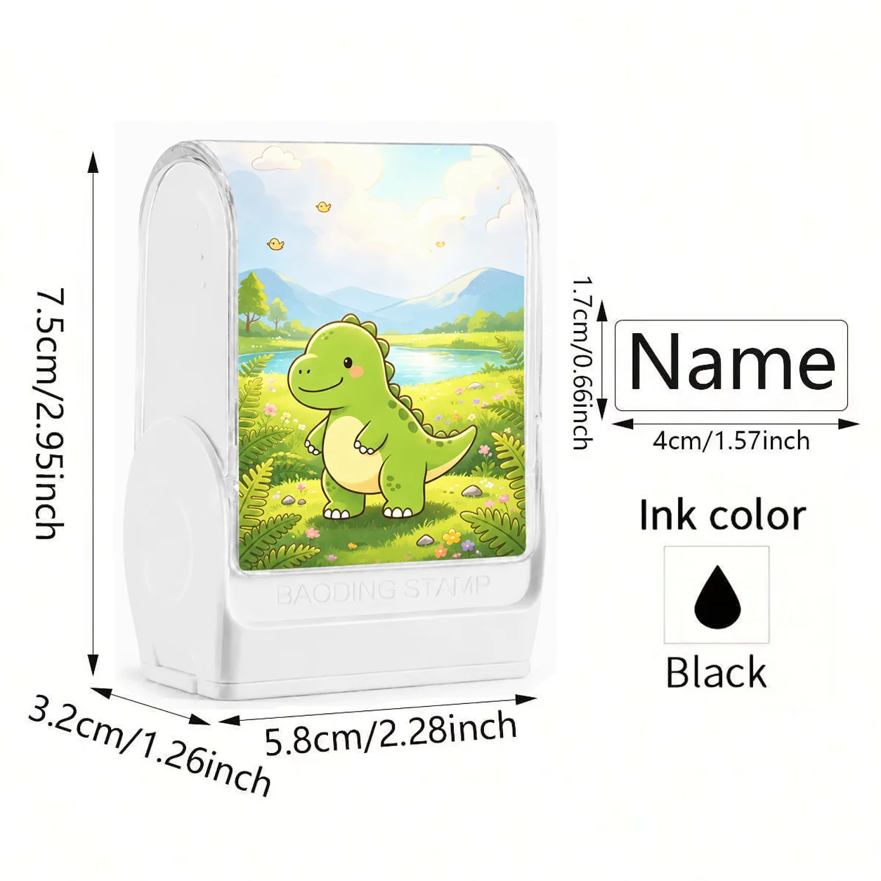 Custom Dinosaur Name Stamp for Kids, Personalized Self-Inking Name Seal, Custom Name Stamp for Clothing School Uniform Book Tag view 3