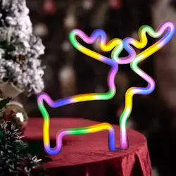 Christmas reindeer LED neon sign - suitable for winter holiday parties, Christmas, bedroom, living room decoration, gifts