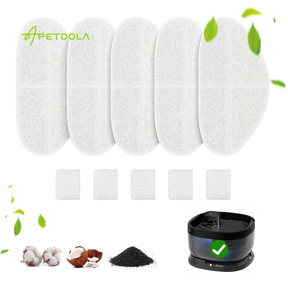 APETDOLA Wireless Dog Water Fountain Filters 5 Layer Replacement Filters for FP30 Dog Fountain Battery Operated