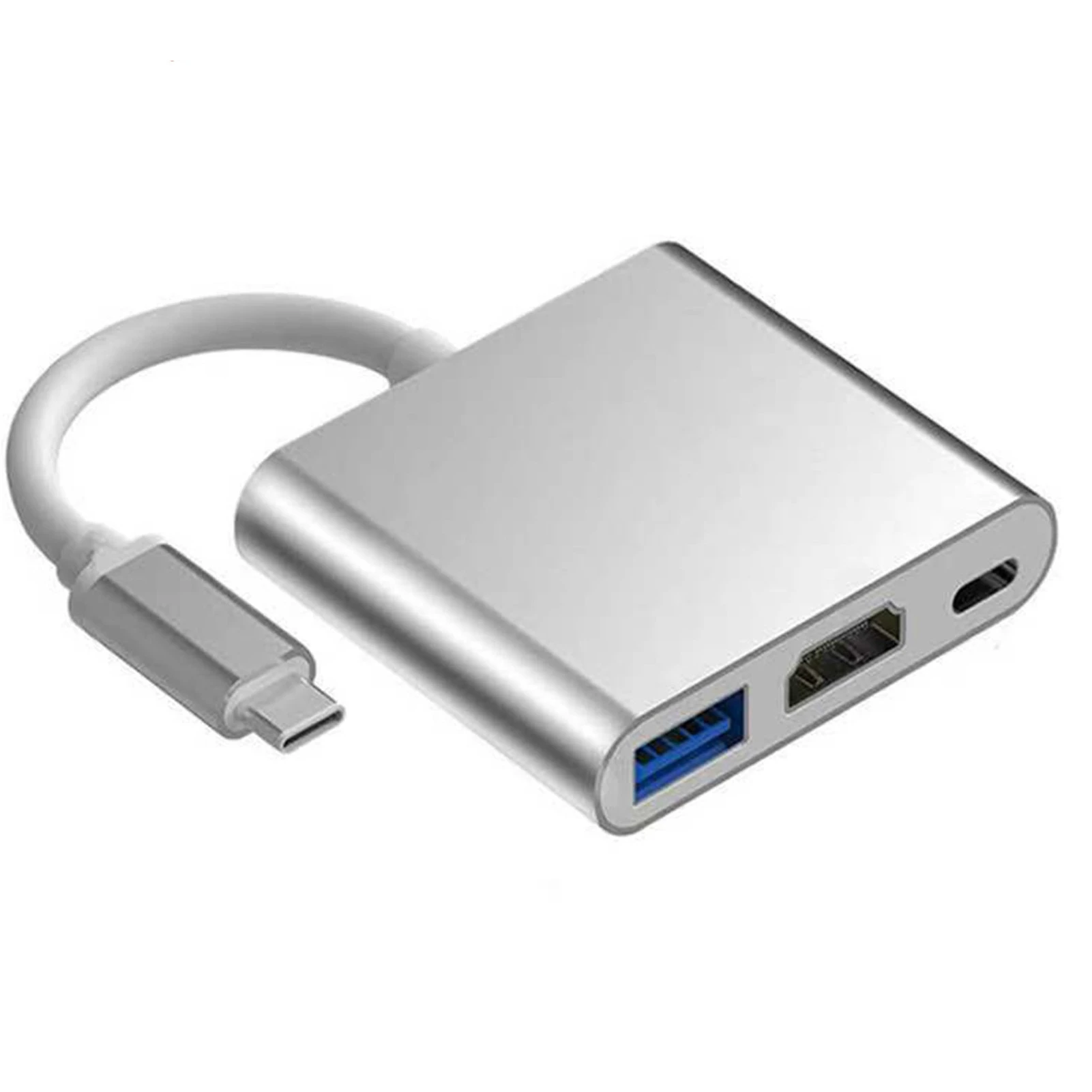 Type C to USB Hub Multifunctional 3 in 1 5Gbps Speed Portable Type C Docking Station for Home Office Silver