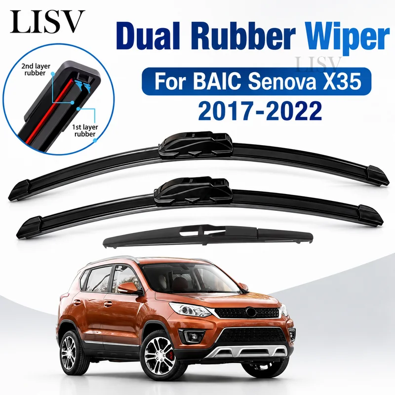 For BAIC Senova X35 2017-2022 2020 2021 2022 3pcs Front Rear Windshield Wiper Blades, Windscreen Window Accessories
