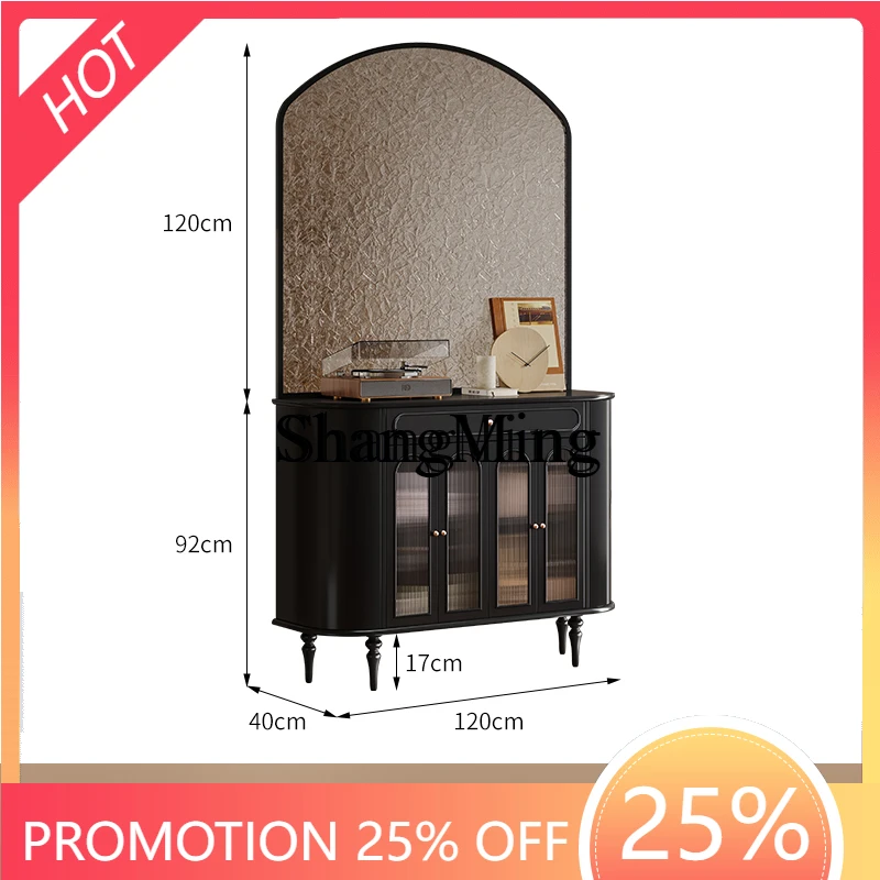 

FG good-looking retro home entrance cabinet solid wood simple living room integrated locker screen partition