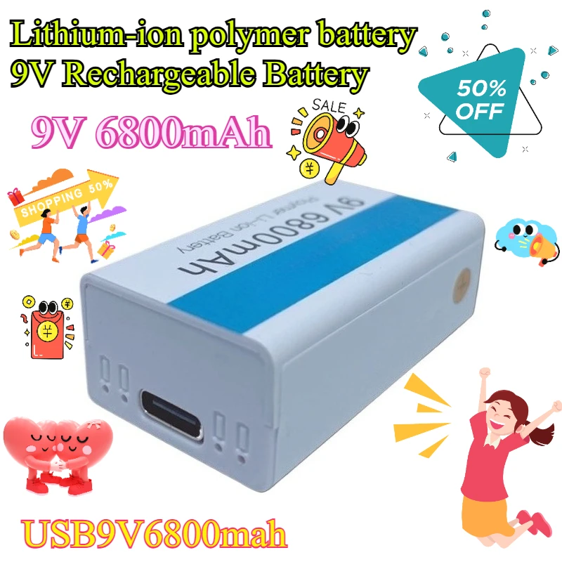

Литий-ионный полимерный аккумулятор 9 В, 6800 мАч, аккумуляторная батарея 9 В