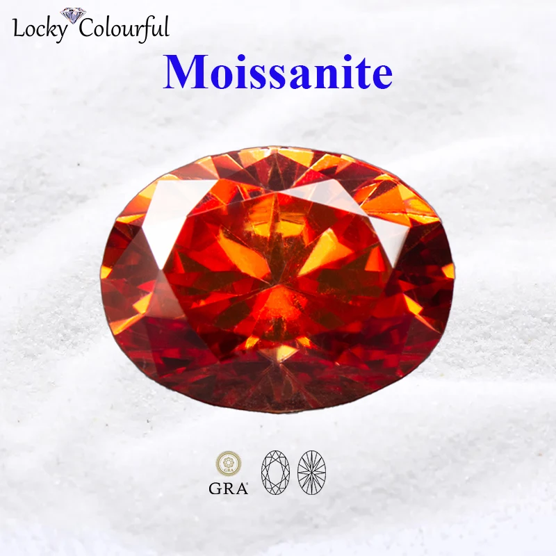 

Moissanite Garnet Color VVS1 Oval Cut with GRA Certificate for Charms Beads DIY Jewelry Making Necklace Pendant Main Materials