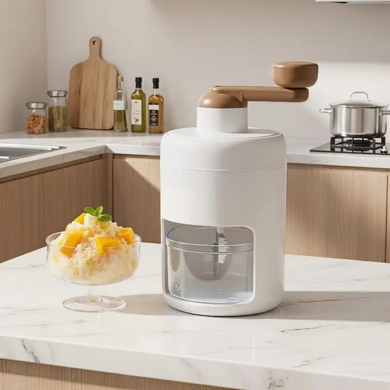 Trituradora manual de hielo, máquina de conos de nieve con manivela, máquina portátil para hacer hielo raspado para el hogar, cocina, bricolaje, trituradora de hielo raspado de frutas