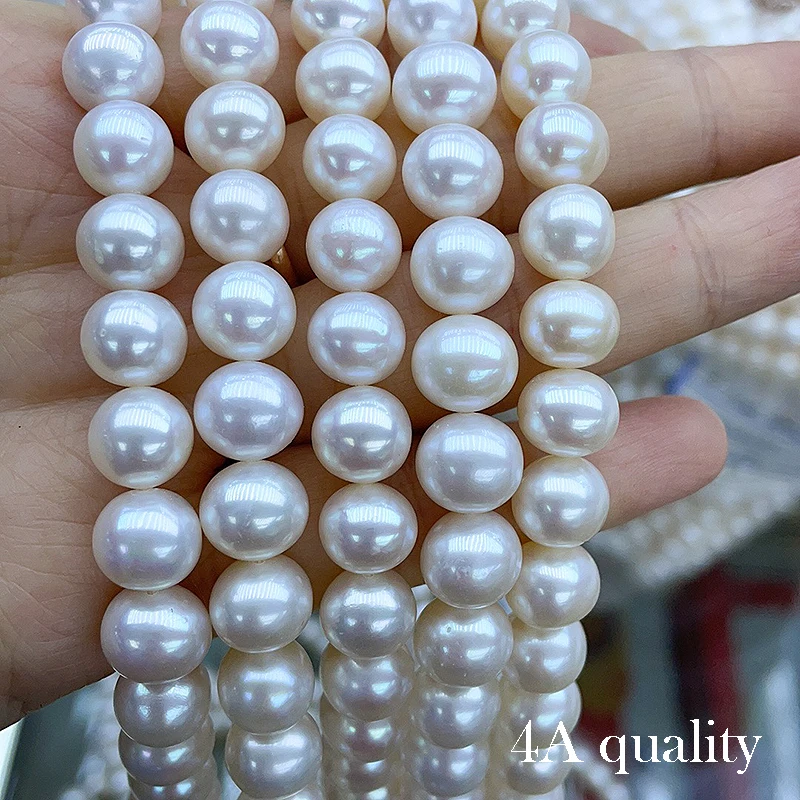 

4A 4A+ Natural Freshwater Round Pearl Strand Chain Wholesale Price Jewelry Making DIY Necklace for Woman Gifts