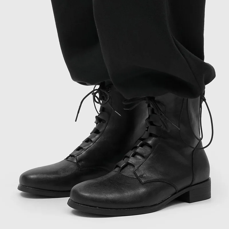 men's fashion hip hop rock natural leather boots black designer shoes outdoors cowboy spring autumn boot handsome ankle botas