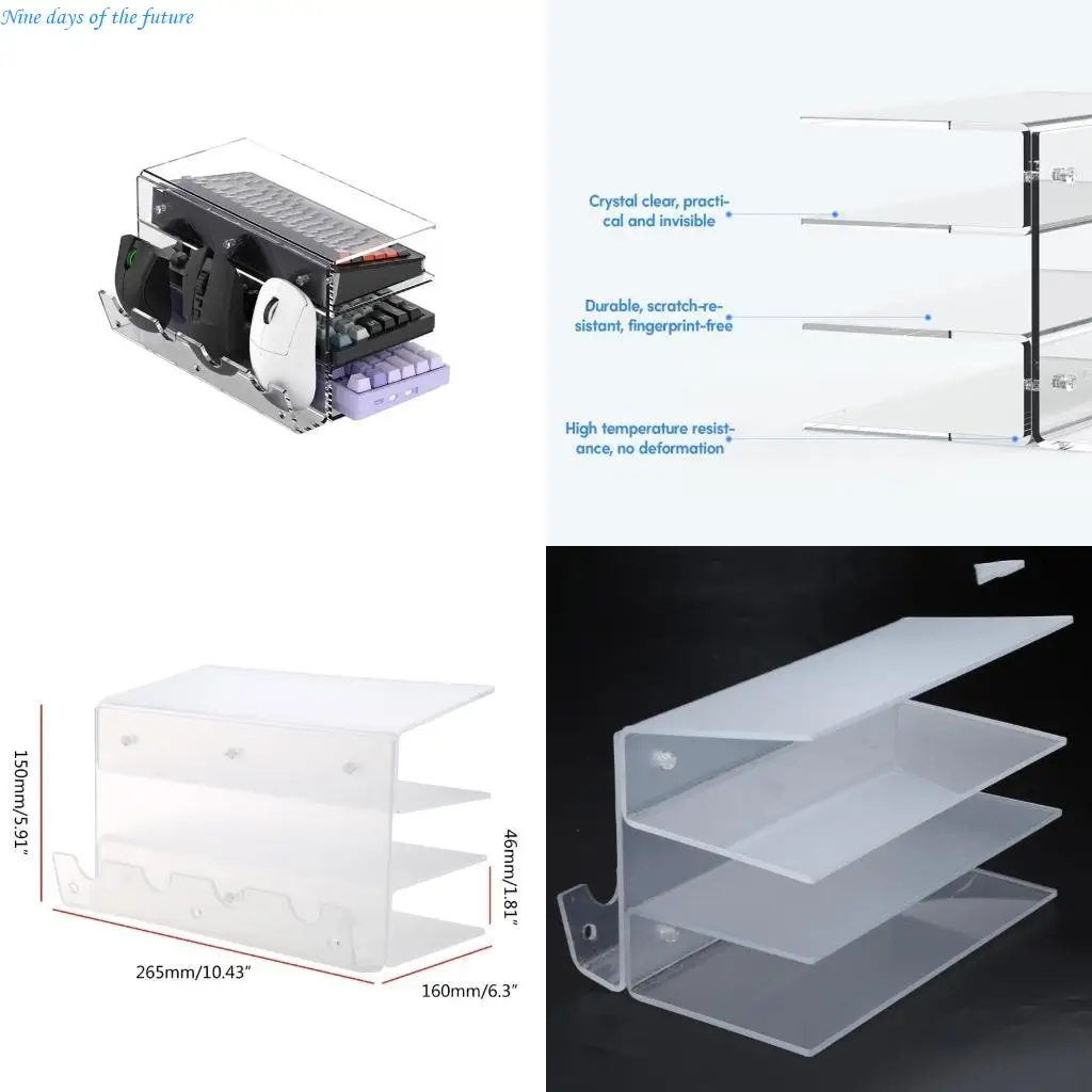

Elegant Acrylic Keyboard Mouse Shelf 3-Tier Keyboards Storage Stand Holder E65A
