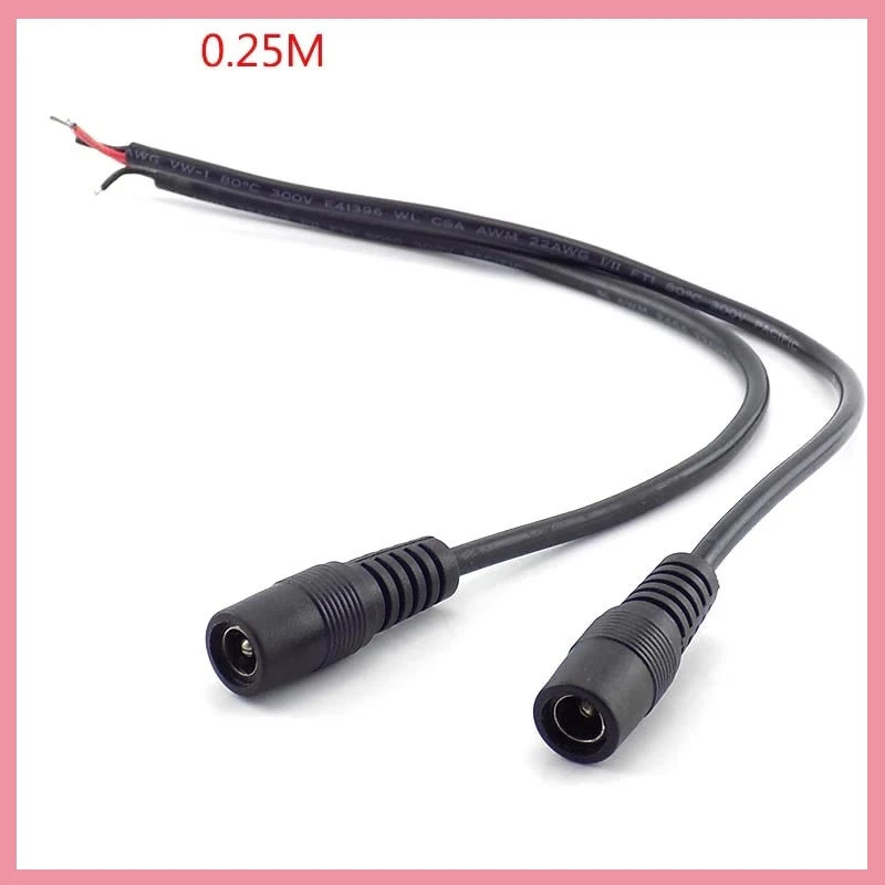 5pcs 0.25M DC 12V 5.5*2.1mm Power Cable Extension Female Connector Power Supply Adapter for CCTV Camera LED Strip Light B6