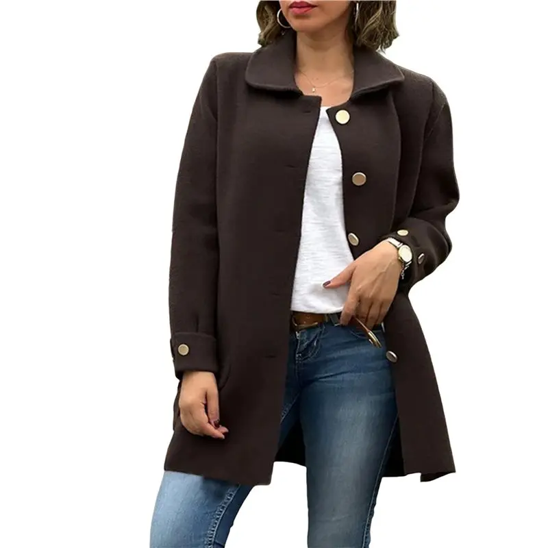 

CYL-Female Fall Long Cardigan Sweater Trendy Knit Jacket Coat Dressy Blazer Coatigan