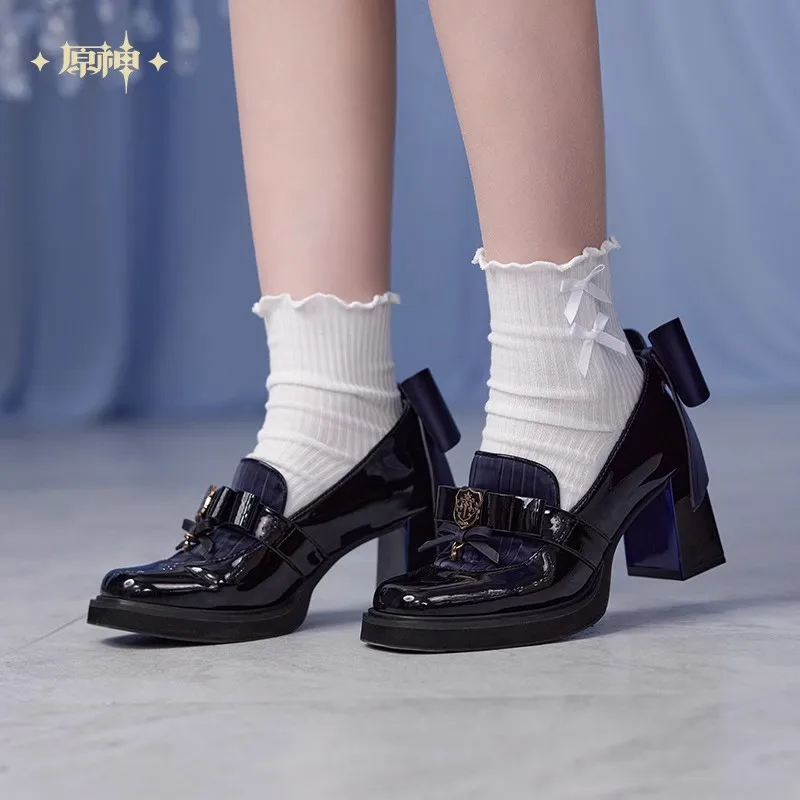 

Pre-sale Official Genshin Impact Genuine Furina Theme Impression Series Anime Neighborhood Medium Heel Patchwork Lefebvre Shoes